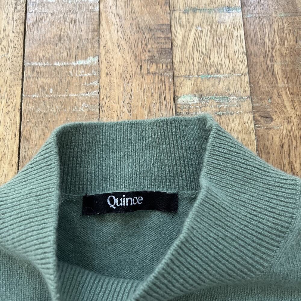 Quince Green Mock Neck Sweater Women's XS 100% Cashmere - Picture 2 of 8